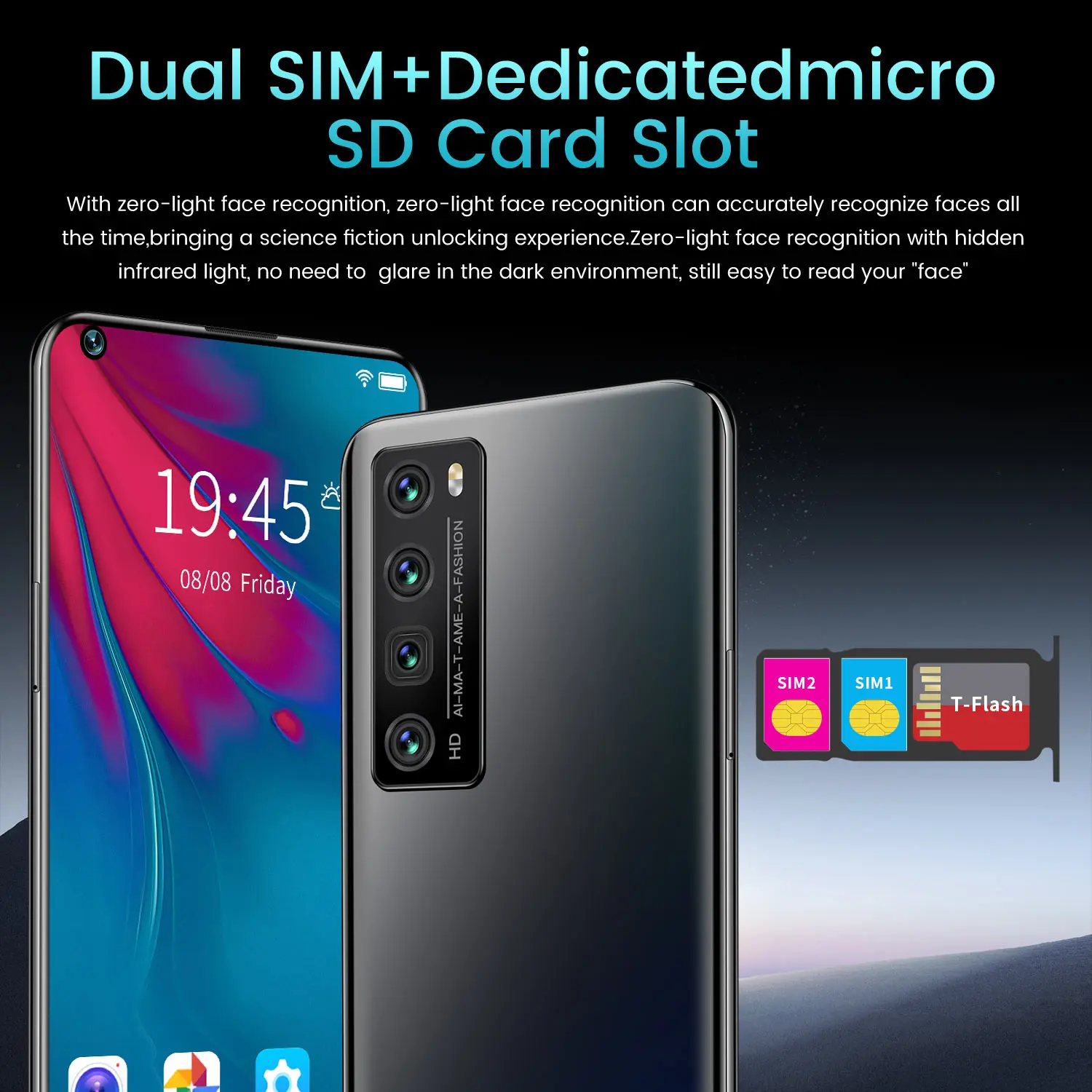 

NOVA7 PRO Global Unlocked Dual Sim Phone 7.2 Inch HD Large Screen Smartphone 5000mAh 512G ROM Smart Phone Face ID Phones