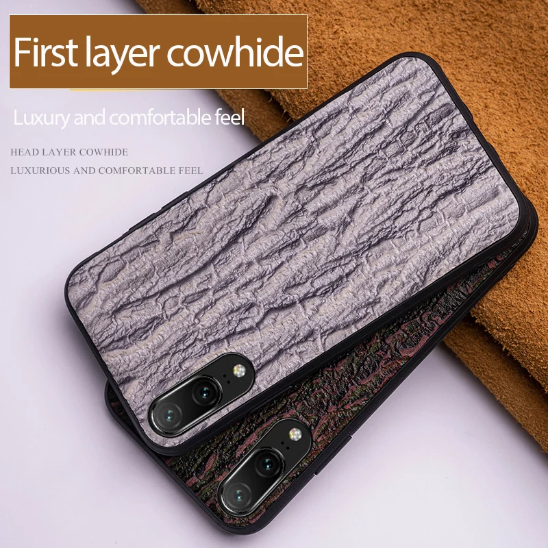 

Phone Case For Huawei P20 P30 lite Mate 10 20 Pro lite Y9 P smart 2019 Cowhide Bark texture For Honor 8 8X 9X 10 20 Case