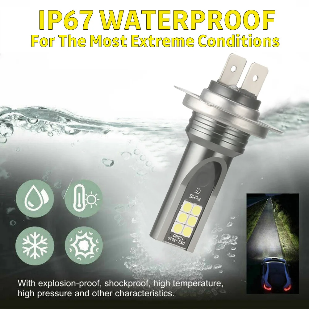 

2pcs H7led Headlight Bulb 120w 26000lm 6000k Dc 12v-24v Certifications Ce Rohs Iso9002 Ip67 Waterproof Led Headlight Signal Lamp