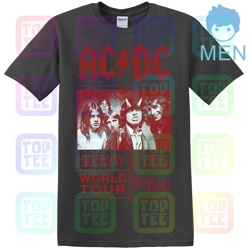 MEN-DARK GRAY AC/DC Футболка Highway To Hell World Tour 1979/1980 все размеры официальный логотип - Цвет: MEN-DARK GRAY