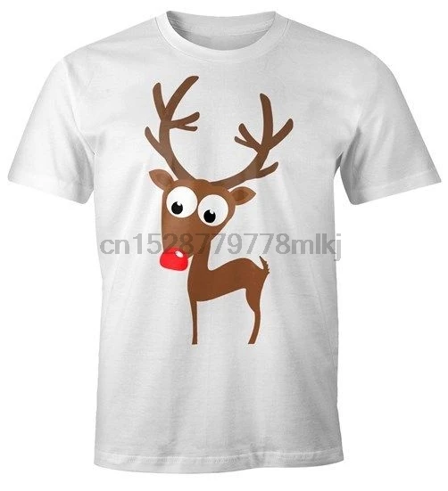 Футболка Rentier Rote Nase Fun Shirt discout популярная новинка Модный Топ Бесплатная доставка