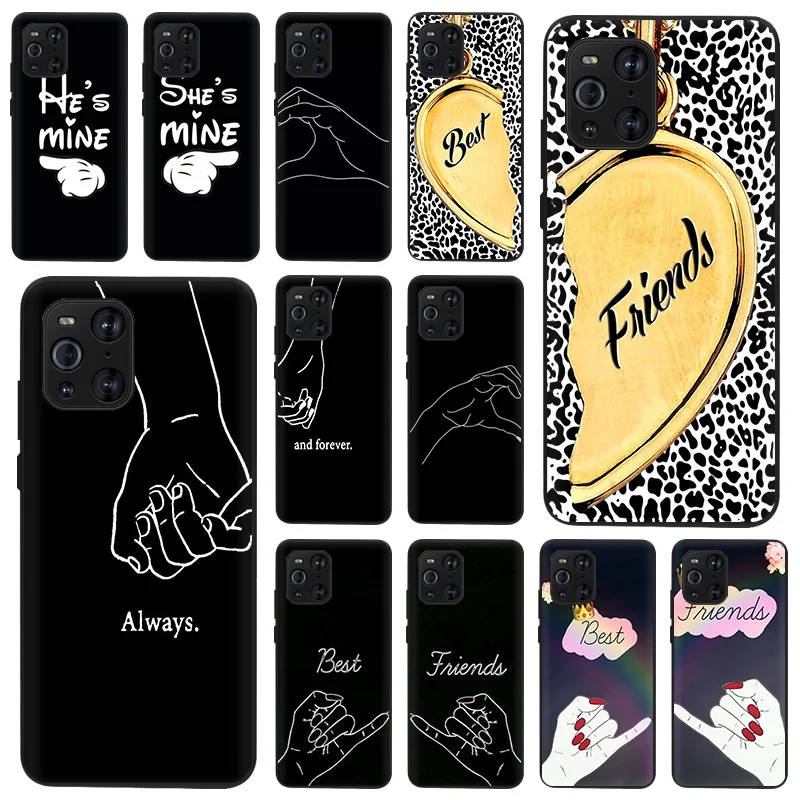 

Black Soft Phone Case For OPPO Reno 6 4 3 Pro A95 K9 A74 A94 A93 A55 5G A7 A53 A52 A9 Ace F11 Find X2 Best Friends Cartoon Cover