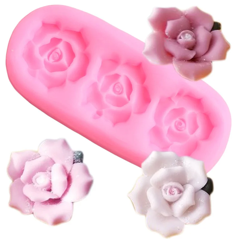 

3D Роза силиконовые формы в виде цветка DIY бордюр для торта инструменты для украшения тортов из мастики шоколадный кекс Топпер конфеты глина ...