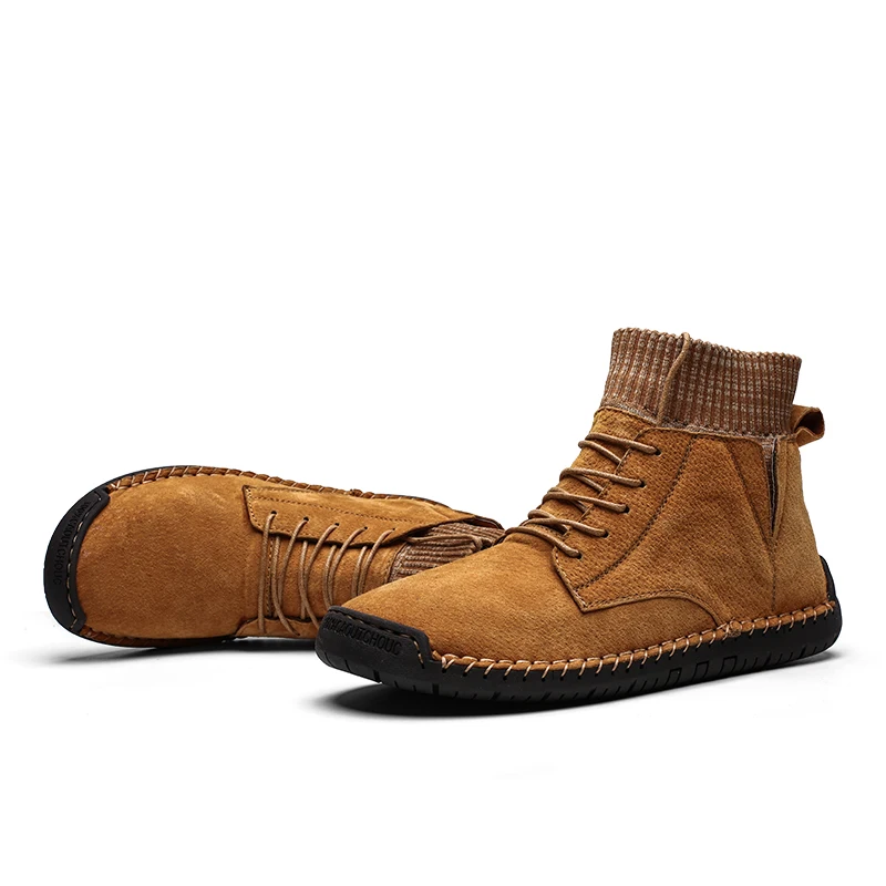 Зимние мужские ботинки ботильоны из натуральной кожи в западном стиле рабочие