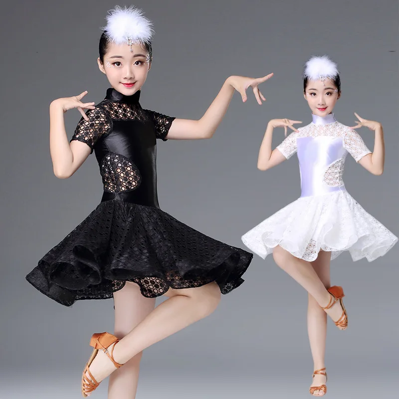 

Детское платье для латинских танцев, летнее кружевное платье для девочек для выступлений, соревнований, платье для танцев, самбы, сальсы, та...