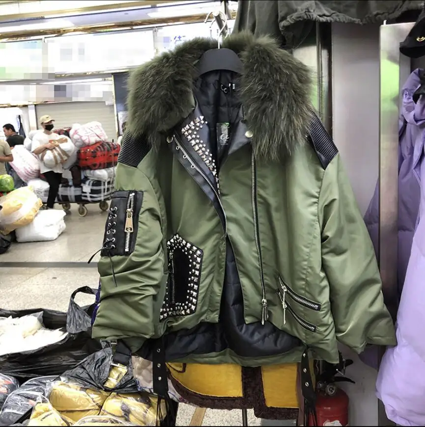 Европейская одежда с воротником из натурального меха и хлопковой подкладкой для