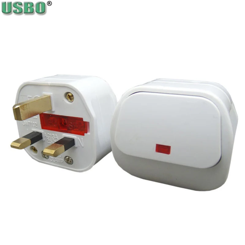 Белый медный 13A 250V BS1363 Triprong, съемный Британский Стандартный плавленый блок питания с проводным переключателем