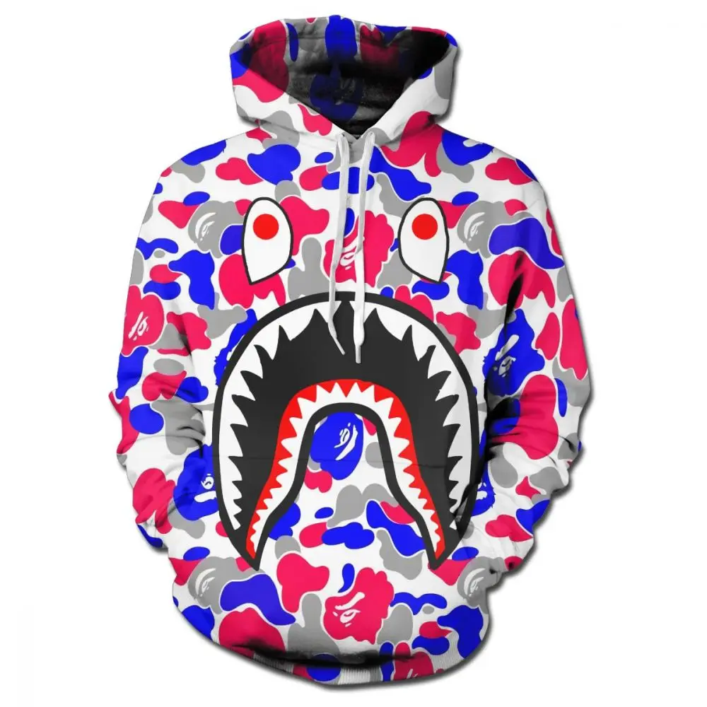 

Children's/Ladies/Men's Hoodie Shark Pullover Funny Comic Streetwear Cartoon Trend Super Dalian Hoodie Camouflage Sweatshirt