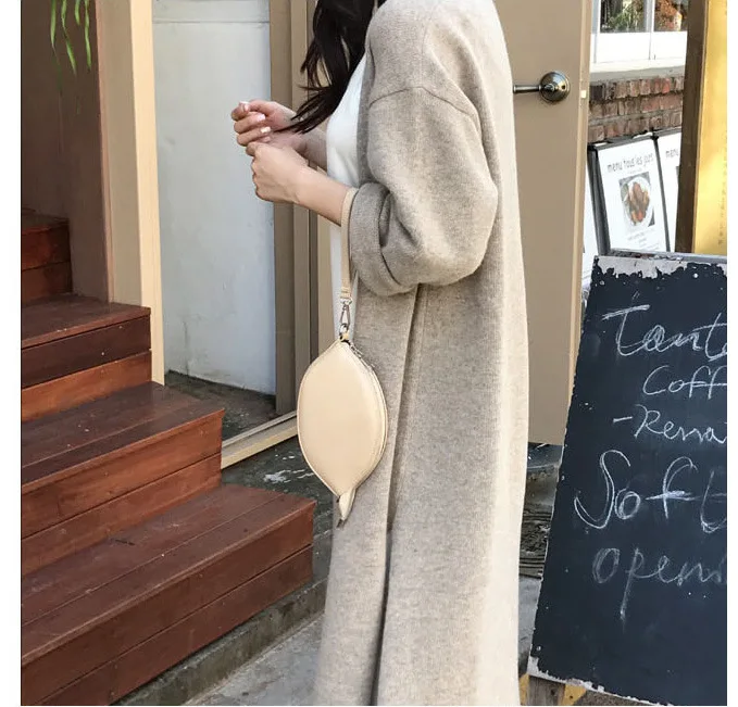 Autumn Winter Women's Cardigan Simple Belt Female New Fashion Long Coat Loose Type Wool Knitted Cardigan Female Outwear