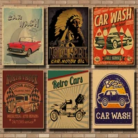 american classic route 66 car kraft paper poster rusty decor champion motor race wall poster pub bar vintage wall sticker