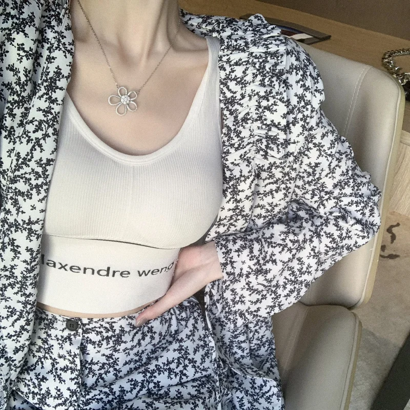 

Autumn New Elegant Sets Fashion Thin Printed Ruffle Slim Fit Coat + High Waist Elastic Wide Leg Long Pants Women's Two Piece Set