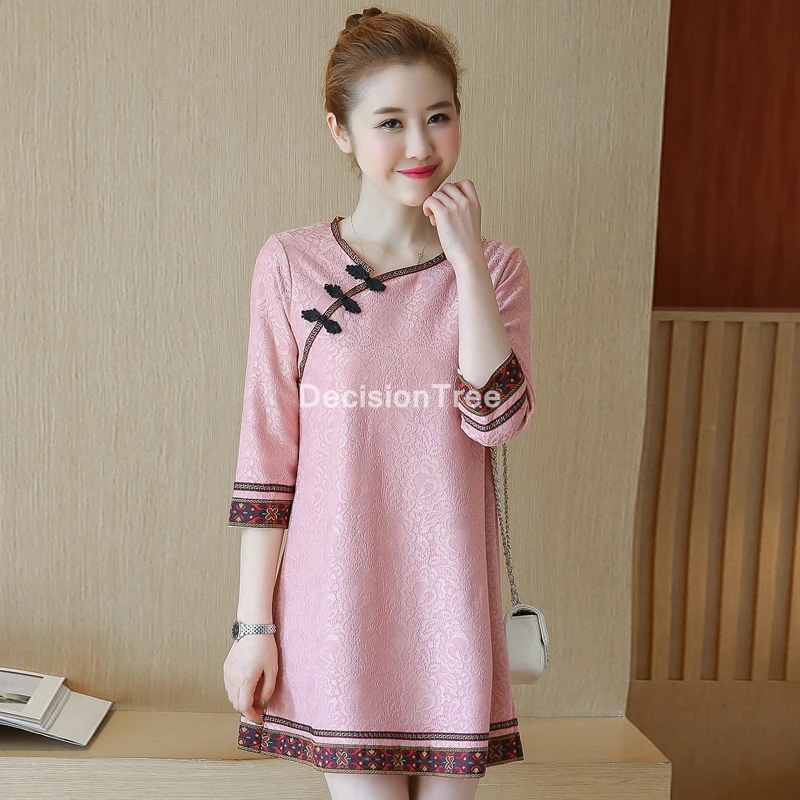 Женское винтажное платье Ципао из хлопка и льна традиционное элегантное