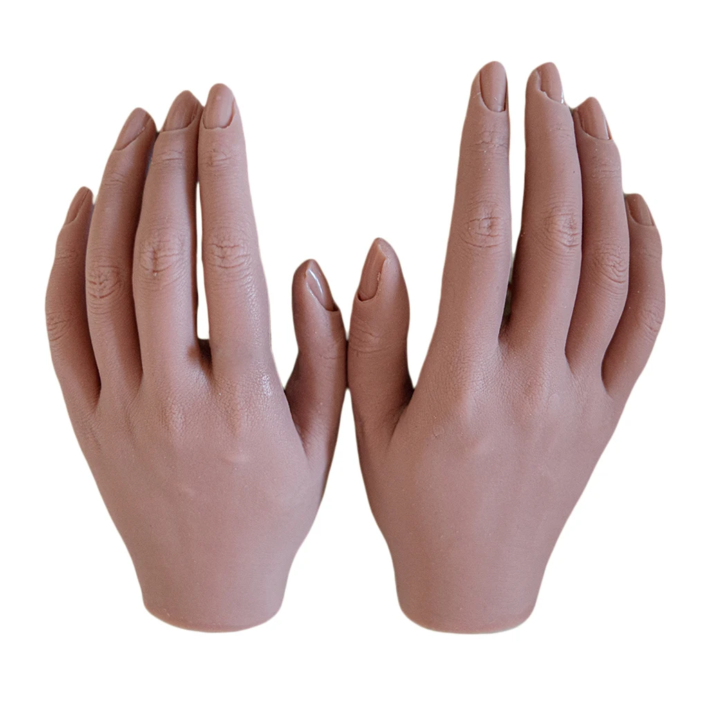 

Soft Silicone Nail Art Practice Tool Fake Hands for Manicure Training Learning