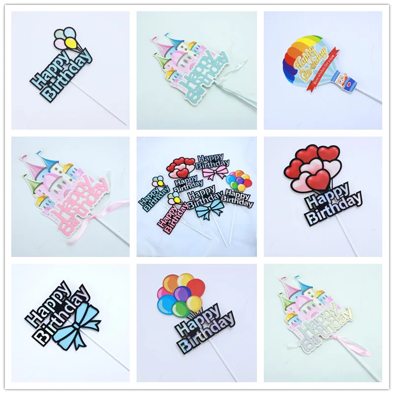 Красочный воздушный шар в форме замка украшение для торта с бантом днем рождения