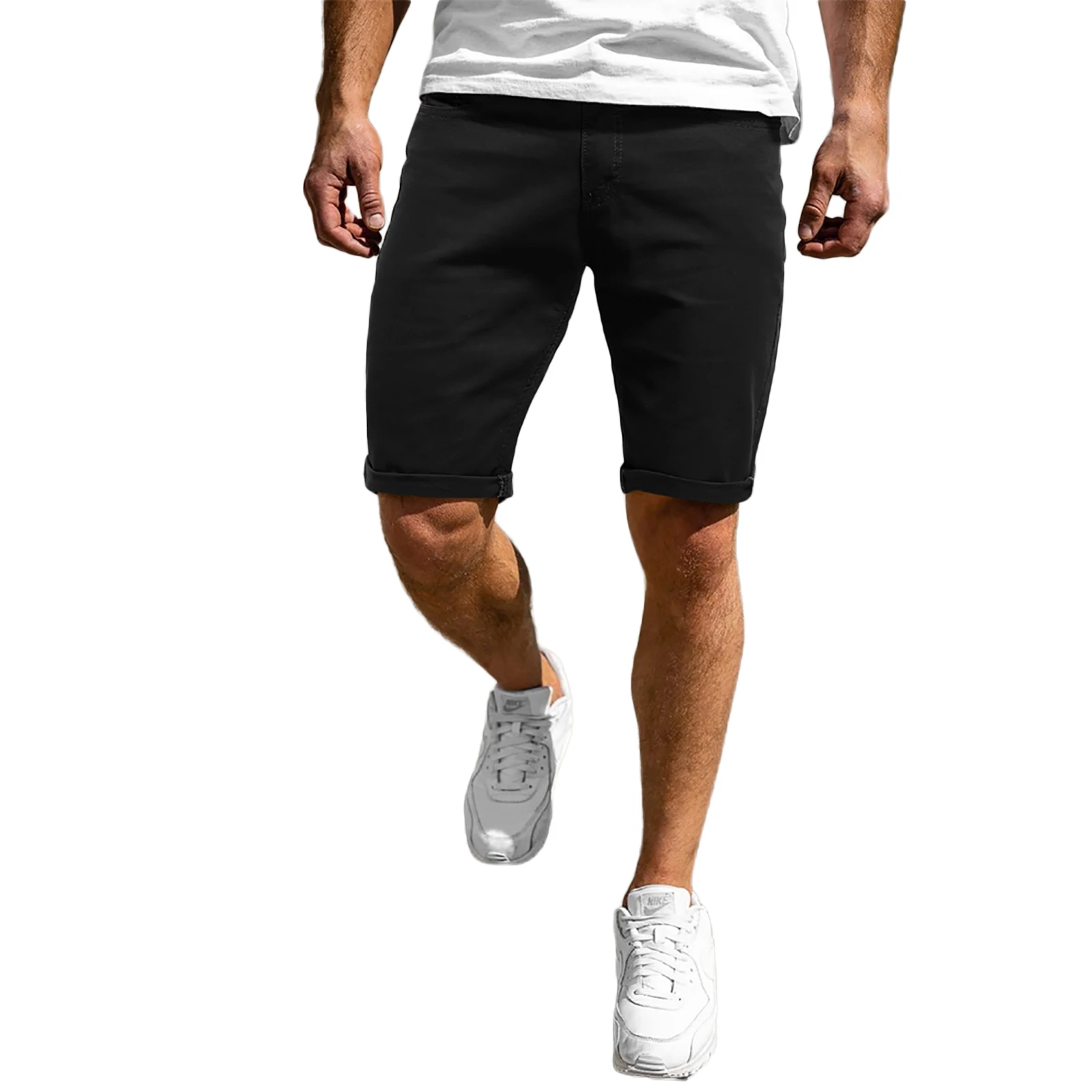 Мужские повседневные шорты с карманами мужские однотонные бриджи для