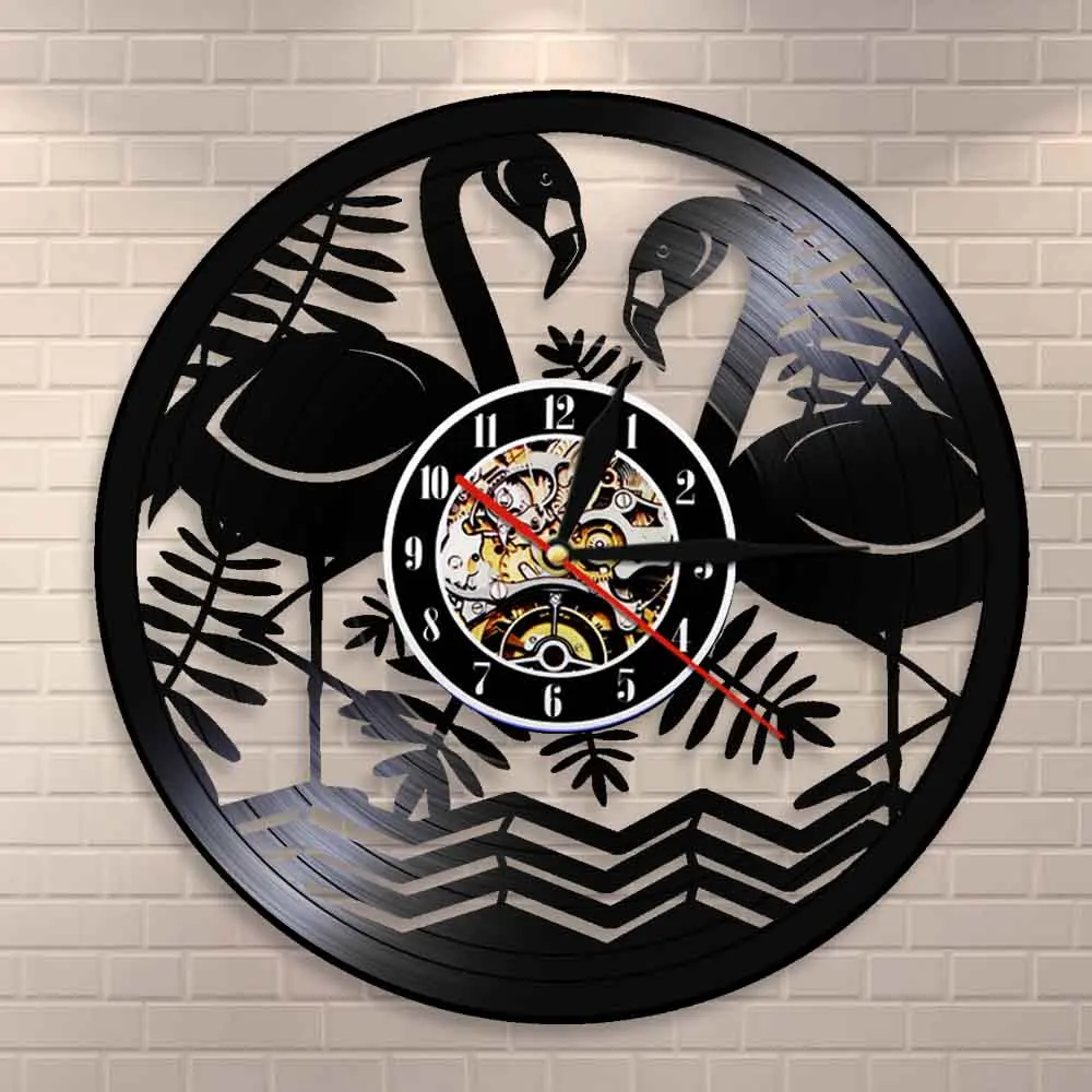 Настенные часы с фламинго птицами дикими животными круг Современные