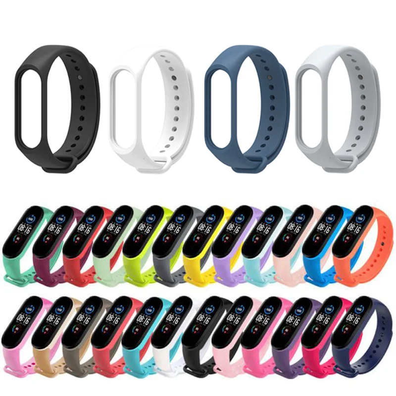 New Strap For Xiaomi Mi Band 6 5 4 Silicone Wristband Bracelet Replacement For Xiaomi Band 5 MiBand 6 5 4 Wrist Color TPU Strap
