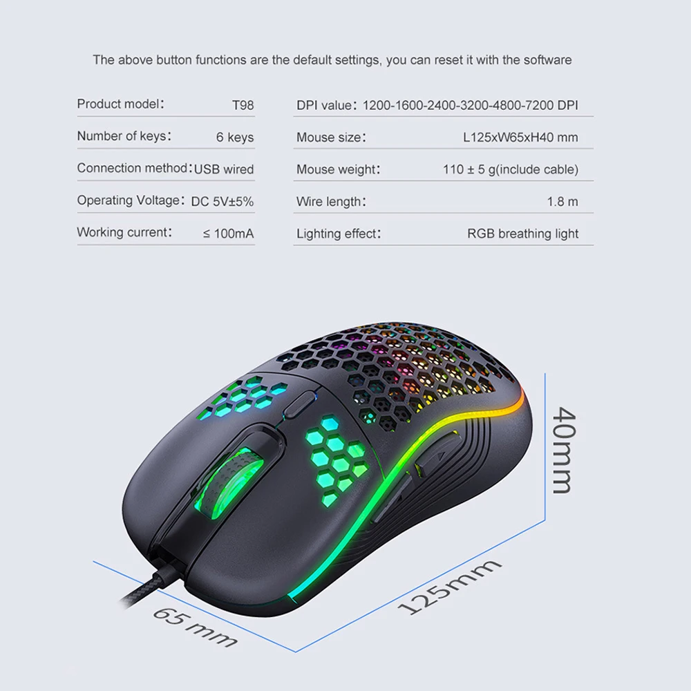 USB Wired Mouse 7200DPI Adjustable 6 Buttons Optical Professional Gamer Office Mouse Computer Accessories Mice for PC Laptop images - 6