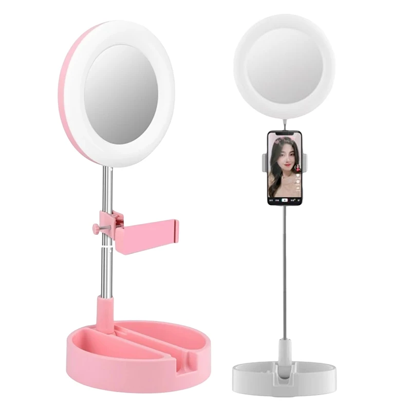 

NEW 6-inch Folding Integrated Led Ring Light For Mobile Live Broadcast Mobile Phone Desktop Fill Light Multifunctional Ring Lamp