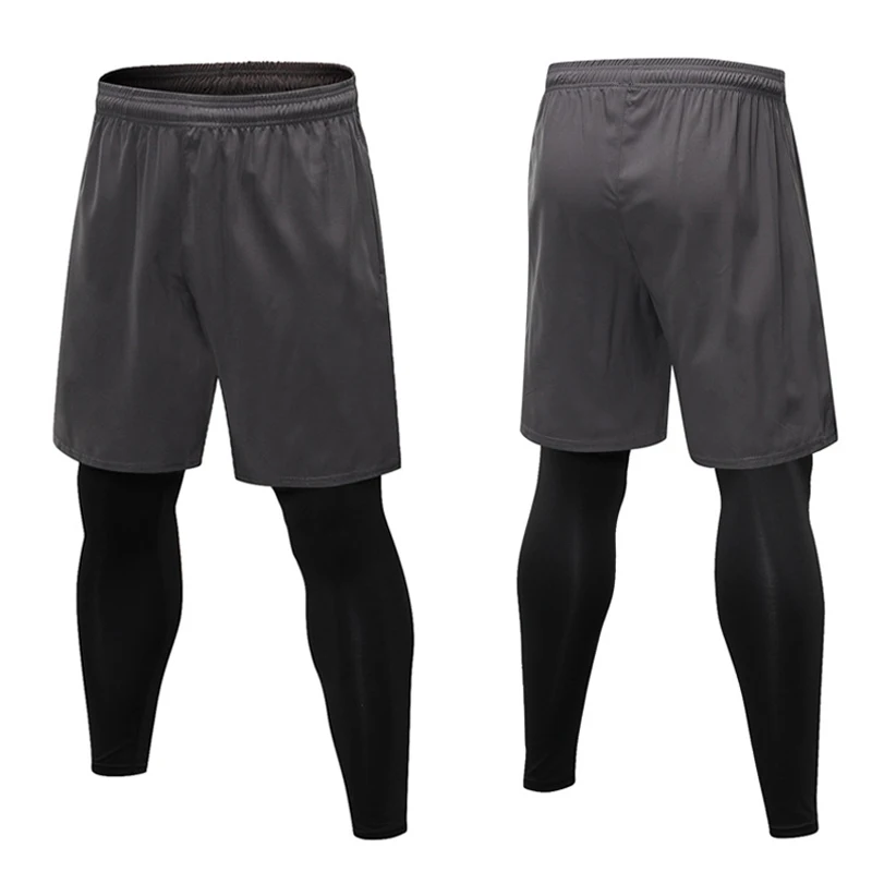 

2 in1 Compression Sport Pants quick-drying Running Leggings Mens Sweatpants Elastic Training Tights Jogging Pants Pocket