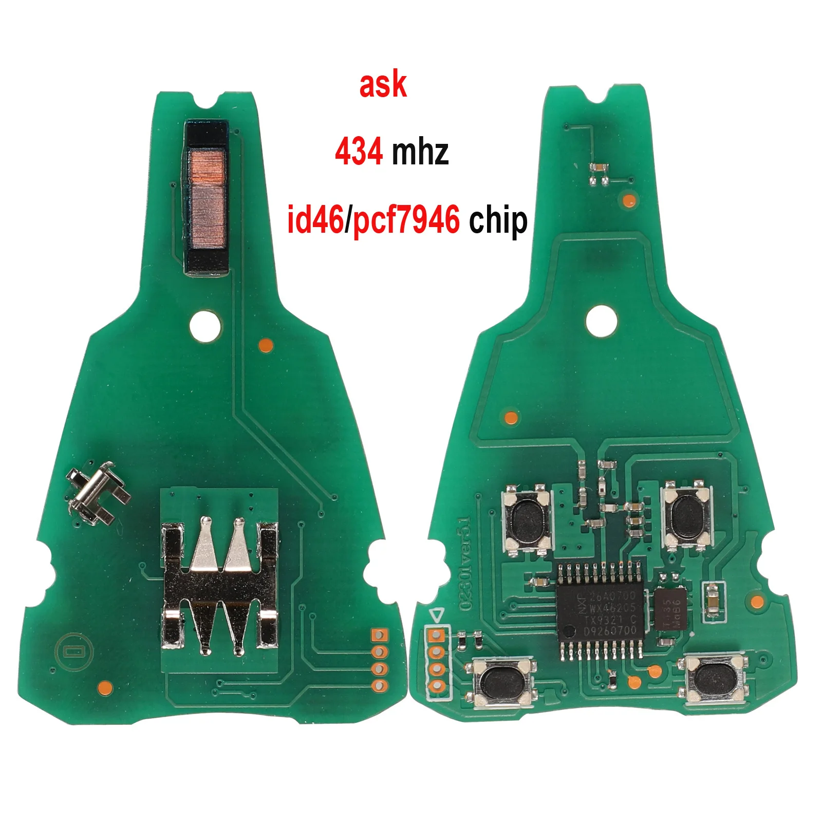 

jingyuqin Remote Key Fob 433Mhz PCF7946AT For SAAB 9-3 9-5 2003-2010 LTQSAAM433TX Replacement Refit Car Remote Board Only