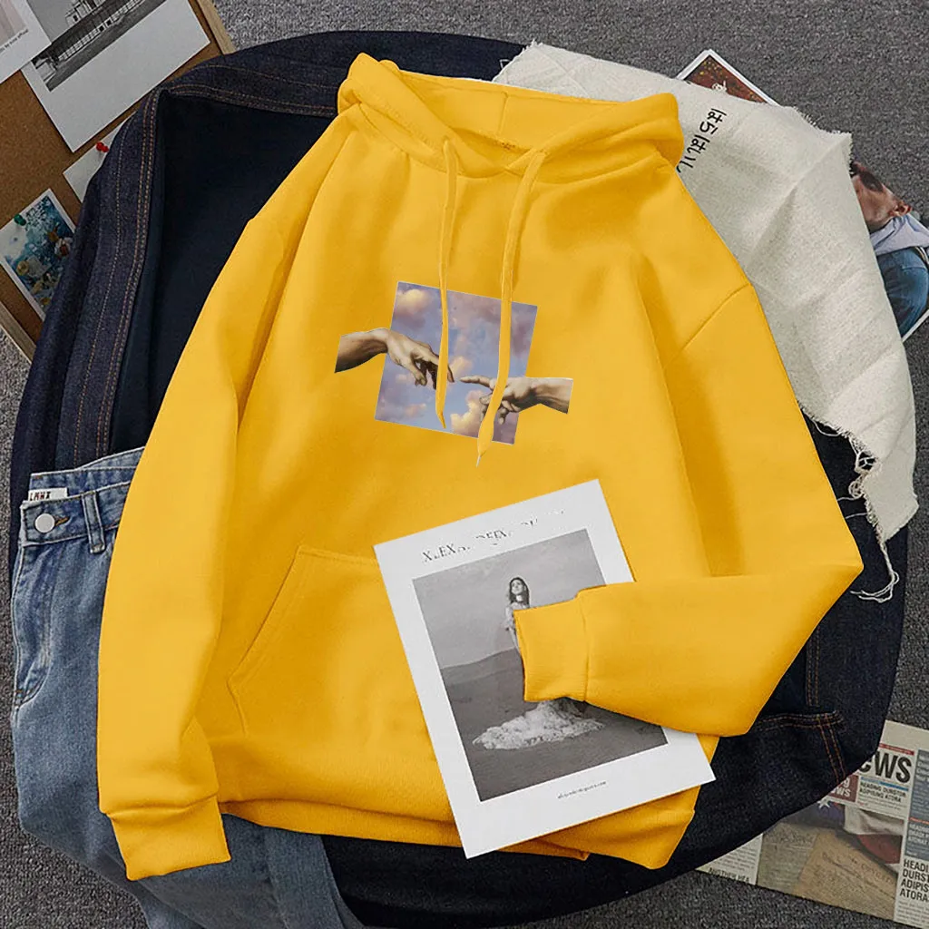 Fashion sweatshirt women unique print hoodies Casual Long Sleeve Hooded Printed Ladies Sweatshirt clothes sudadera mujer hot