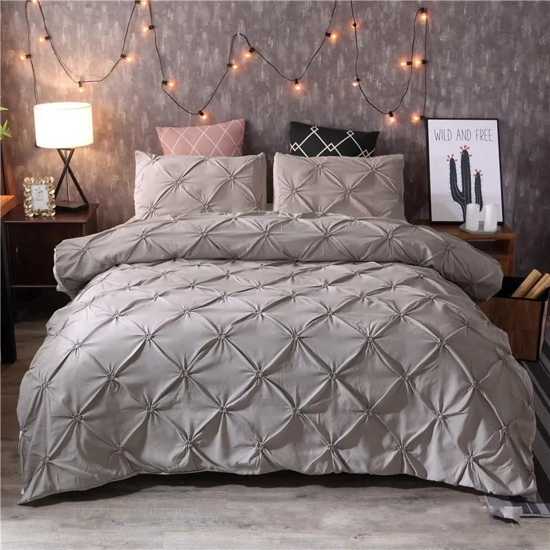 

Royal Bedding Set Duvet Cover Pillowcases Twin Full Size Bed Clothes King Bed Sets Comforter Covers Solid Black Grey