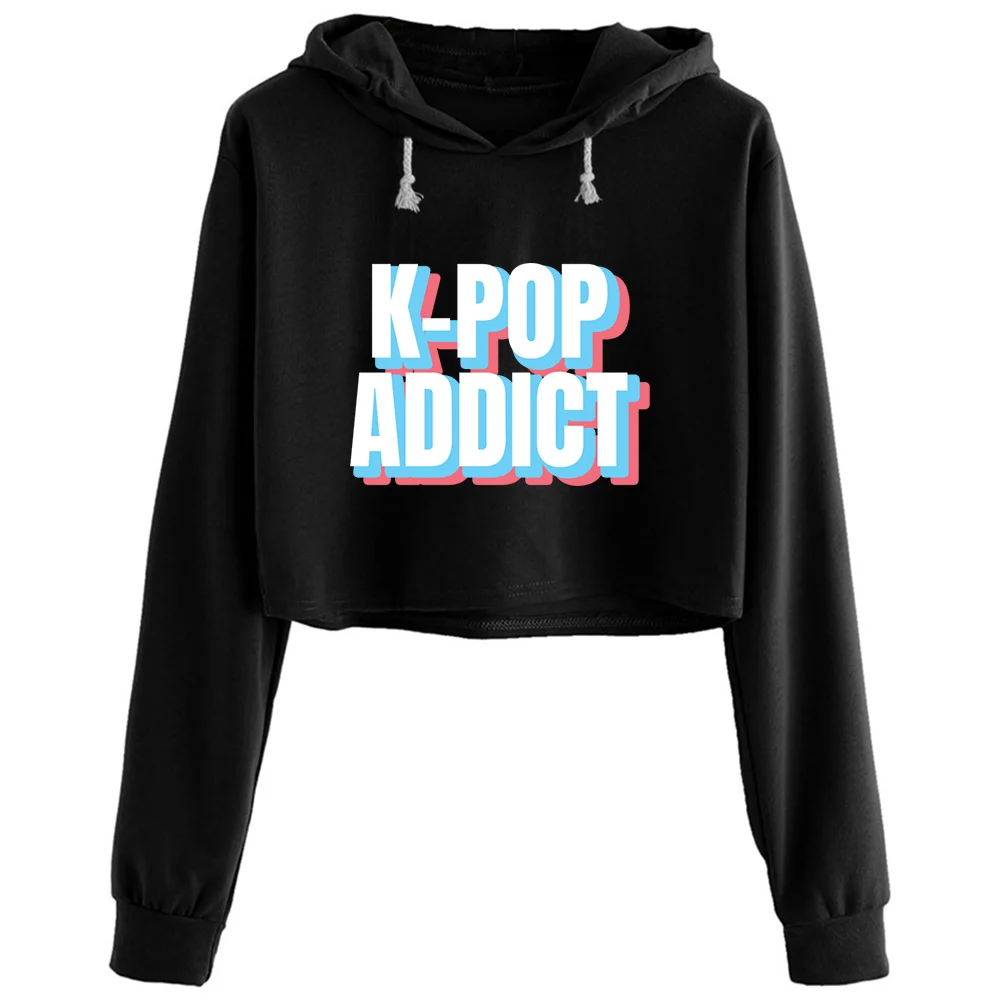 

Укороченные толстовки K-Pop, женский корейский пуловер в стиле K-Pop Y2k для девочек