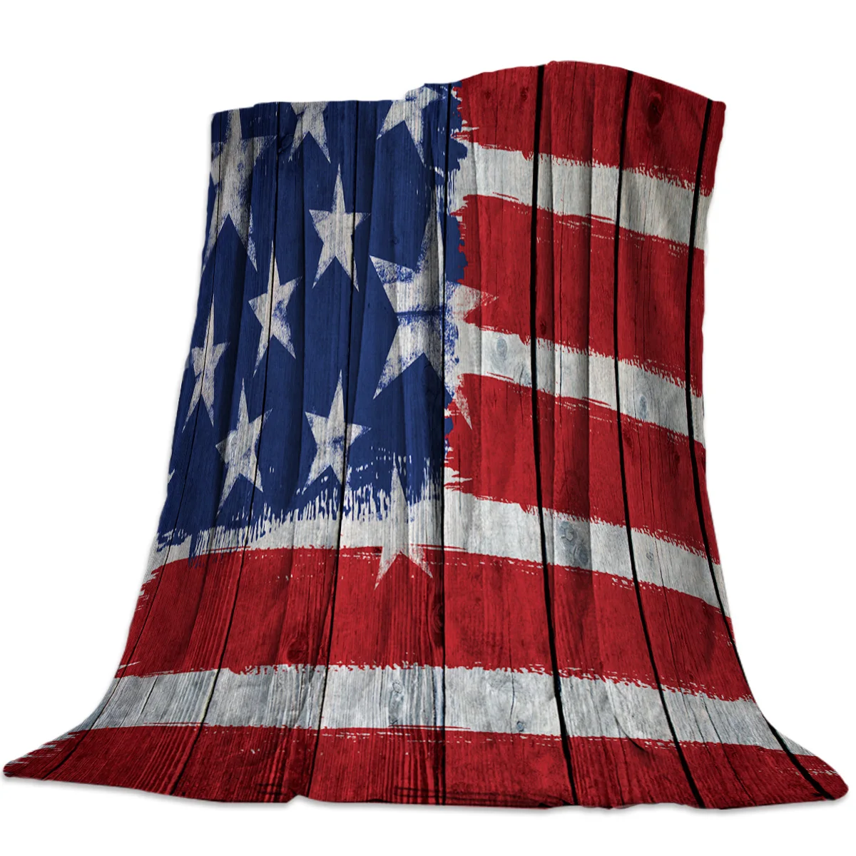 Покрывало Фланелевое с принтом в виде флага и звезд покрытие для кровати