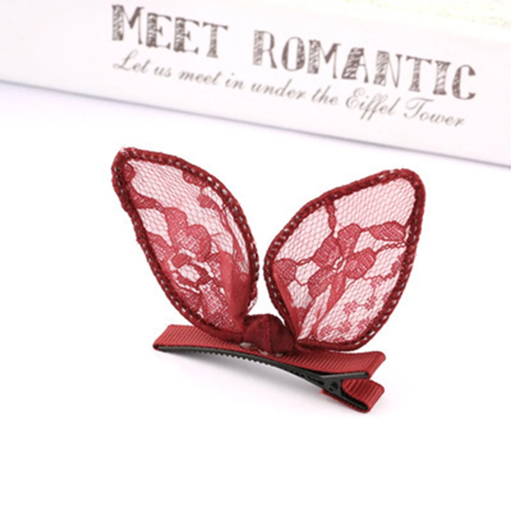 1 шт. тканевые кружевные кроличьи уши для волос кольцо с кружевным бантом