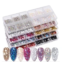 boxed nail art rhinestones nail accessories decorations flat mixed color ab rhinestones for manicure nails diy jewelry stickers