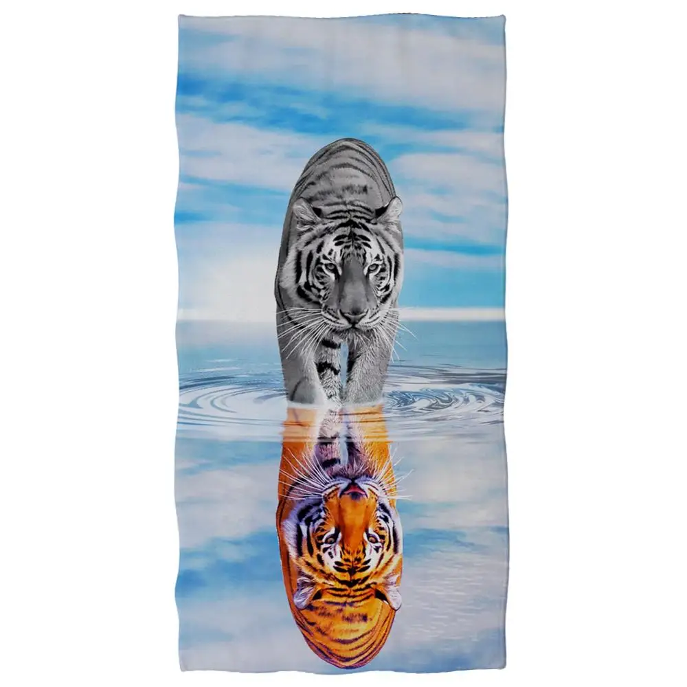HUGSIDEA полотенце из микрофибры s лунный свет тигр 3D дизайн большое толстое пляжное
