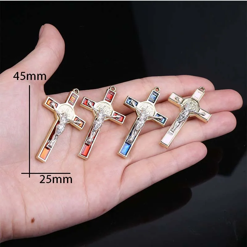 Религиозный крест Бенедикта позолоченный розальный медальон ручной работы