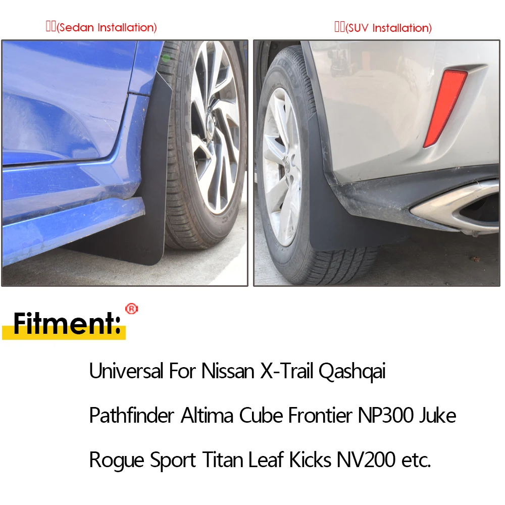 For Nissan X-Trail Rogue Qashqai Sunny Juke Titan Frontier March Xterra Tiida Pulsar Mud Flaps Mudflaps Splash Guards Mudguards |