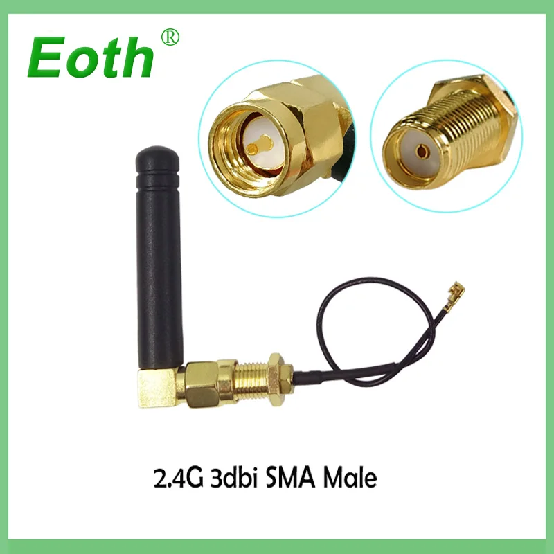 Антенна 2,4 Ghz wifi 2~ 3dbi SMA male 2,4G antena wi fi antenne Zigbee небольшого размера антенна+ PCI U. FL IPX to RP-SMA кабель-косичка
