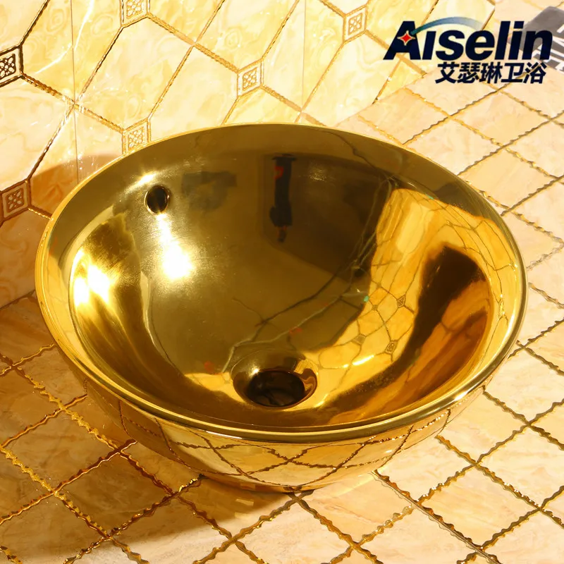 

European style platform basin / color gold art basin / Hotel Gold wash basin