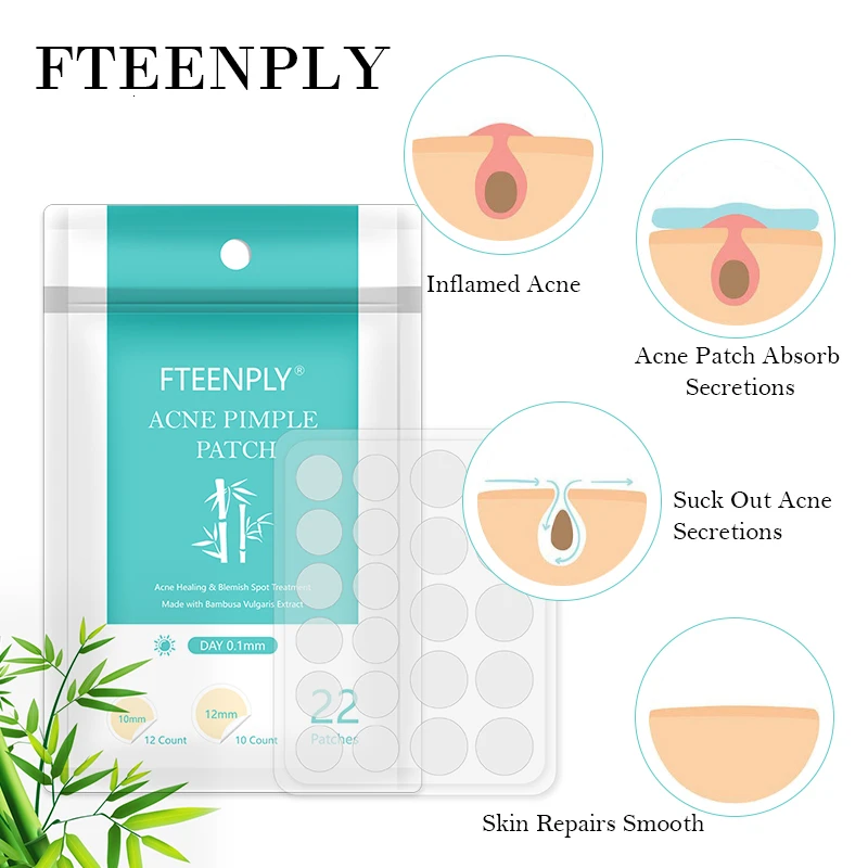 FTEENPLY Acne Pimple Patch Acne Treatment Invisible Sticker Remove Blemish Face Mask Beauty Skin Care Tool Cream Daily Use 22PCS