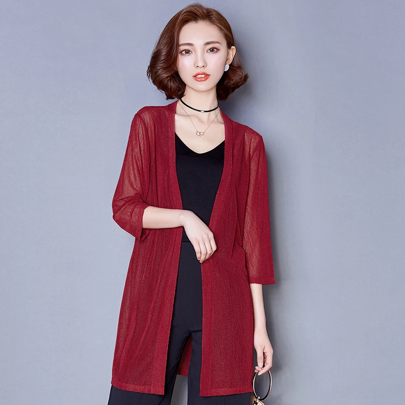 Женское летнее кимоно кардиган сетчатая прозрачная блузка от солнца шифоновая