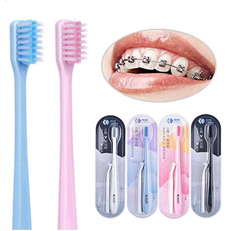 

Y-kelin 8/12 pcs Oral Hygiene Care Orthodontic Tooth Brushes V-Shaped Toothbrush Soft Bristle with one Inter-Dental Brush