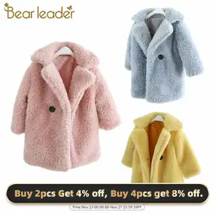 Детская зимняя шуба с длинным рукавом Bear Leader, однотонная утепленная Повседневная шуба для мальчиков и девочек, зима 2019
