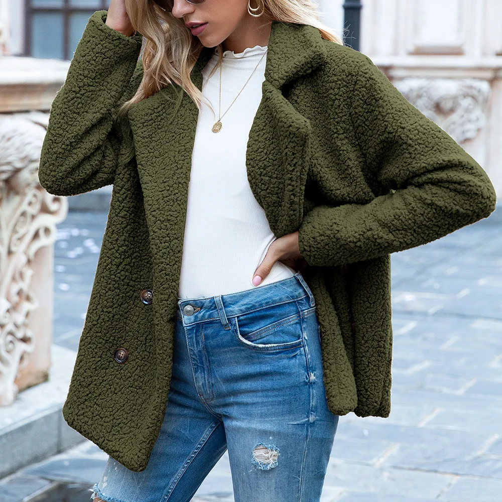 

Autumn and winter button lapel loose sweater cardigan jacket women