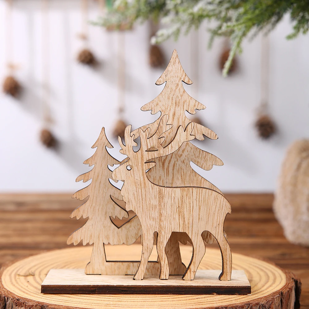 Рождественские деревянные DIY фанеры украшения старый человек/Снеговик/Лось