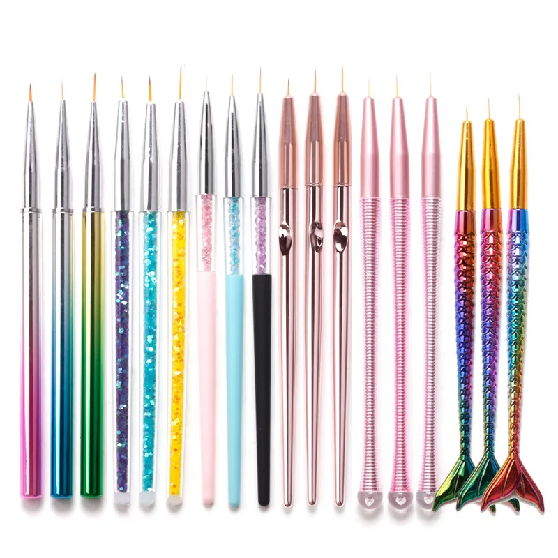 

3Pcs/Set Nail Art Liner Brus Acrylic French DIY UV Gel Grid Line Stripe Drawing Pen Fashion Handle Brushes Painting Tools