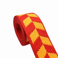 38mm width nylon striped webbing red and yellow cotton ribbon diamond pattern ribbon webbing dog collar webbing key fob webbing