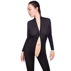 2021 женские Сексуальные облегающие комбинезоны с открытой промежностью и длинным рукавом, модный сетчатый прозрачный черный комбинезон, облегающие комбинезоны с двойной молнией