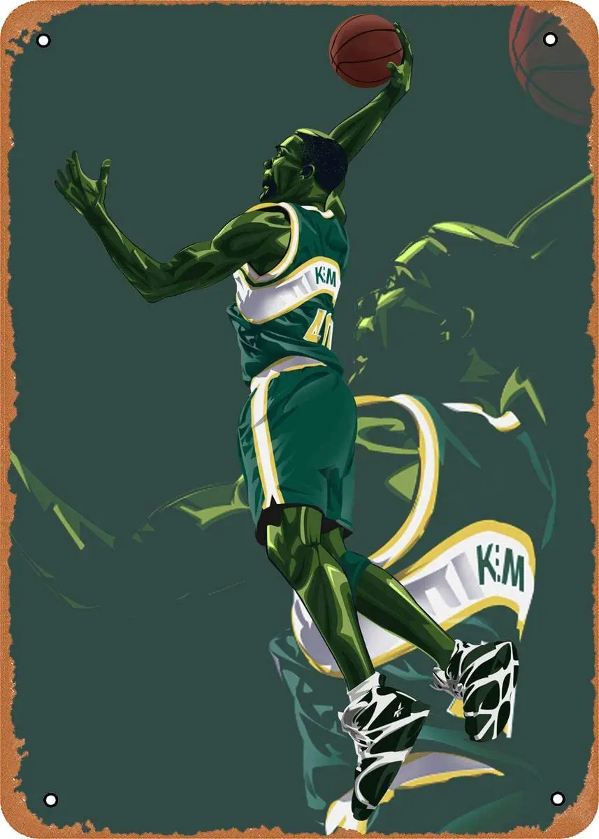 Металлический знак Athl Sports Shawn Kemp 8x12 винтажная Оловянная пластина|Таблички и
