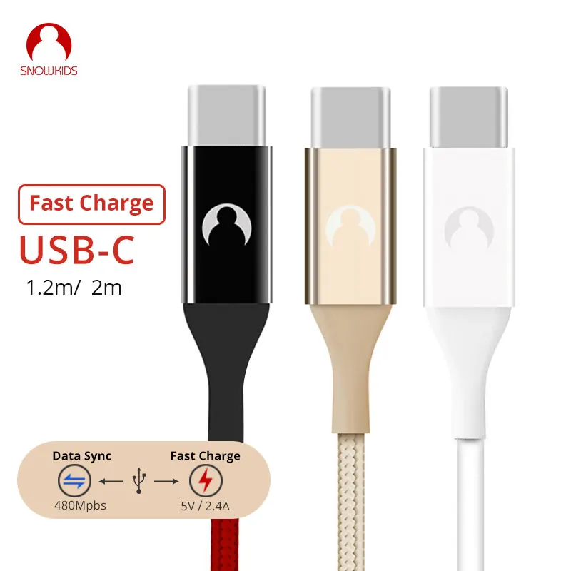 Кабель зарядный Snowkids USB Type-C длиной 2 м для HTC U11 Sony Xperia XZ Samsung Galaxy S8 S9 P10 | Мобильные