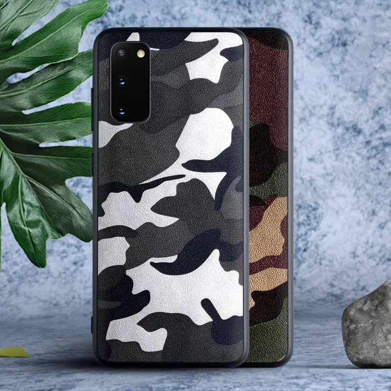 Камуфляжный кожаный чехол для Samsung galaxy S20 plus Ultra S10 Lite Plus S10E S9 S8 S7edge Note 10 9 8 M30 M20