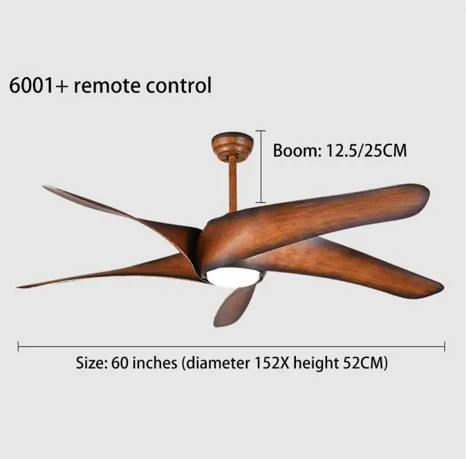60 дюймовый скандинавский коричневый винтажный потолочный вентилятор с