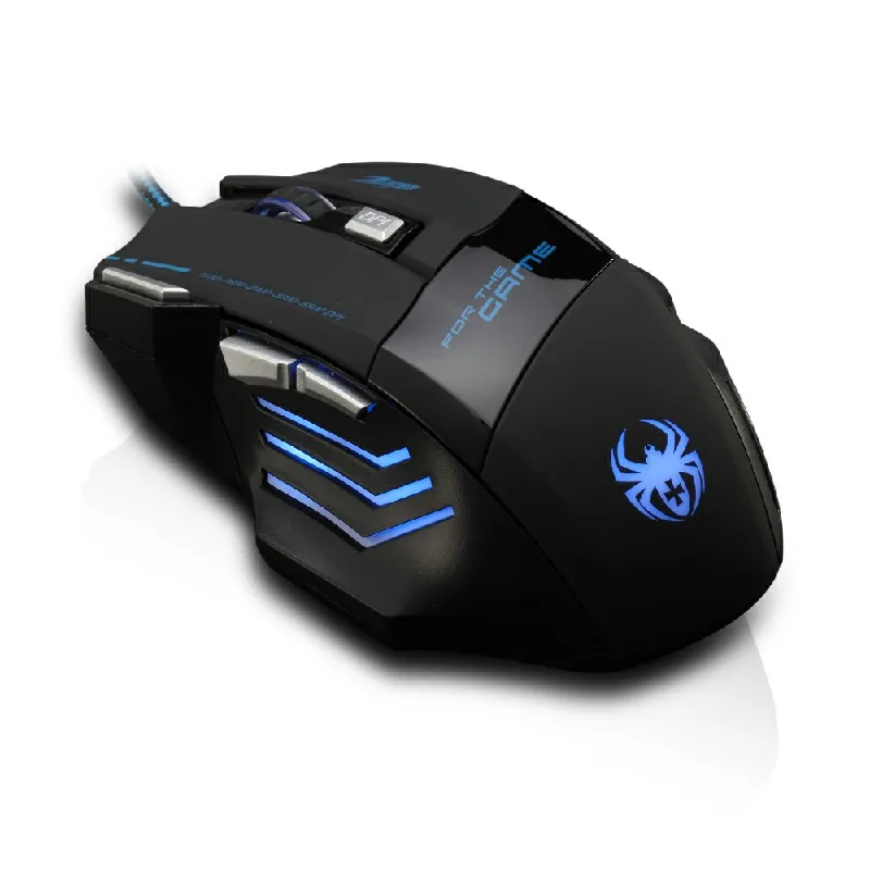black Zelotes T-80 игровой Мышь 7200 Точек на дюйм Подсветка Multi Цвет светодиодный оптический 7 Кнопка Мышь USB Gamer Проводная Мышь для Pro Gamer - Цвет: black